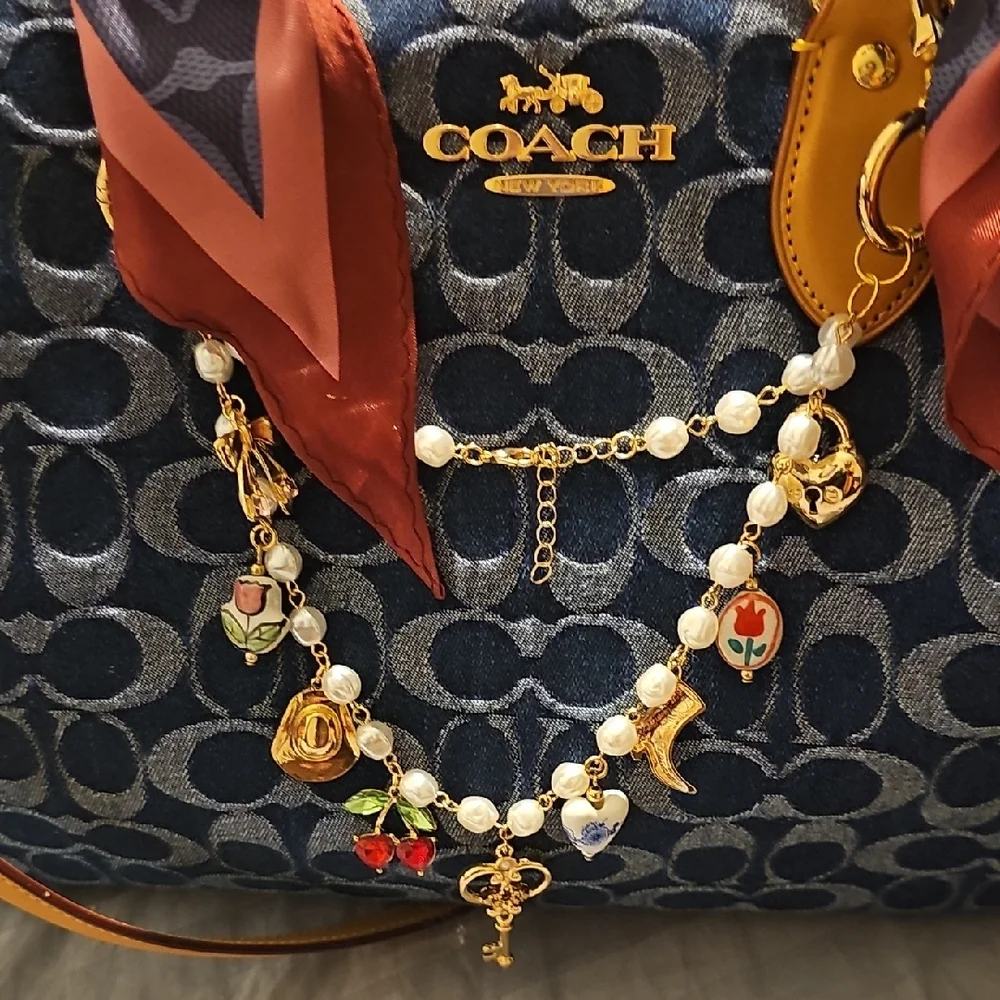 Rowan large satchel bag in signature denim - Picture 2 of 4